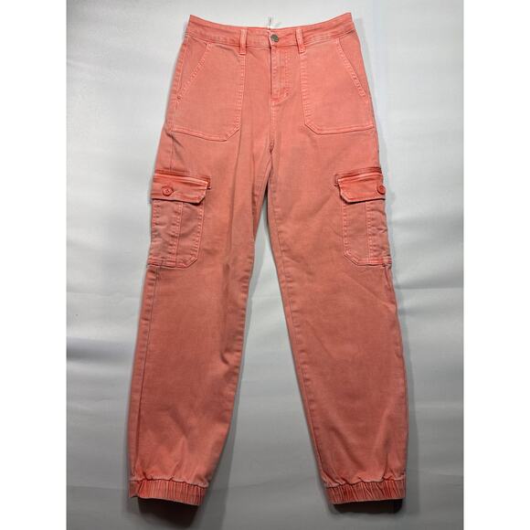 Risen Denim - Risen Jeans Women's Pink Cargo Jogger Stretch Denim Jeans - Size 7/28 (28x27)